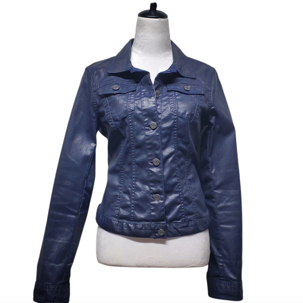 Banana Republic Coated Dark Blue Denim Jacket